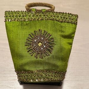 Green Embellished Women's Bag
